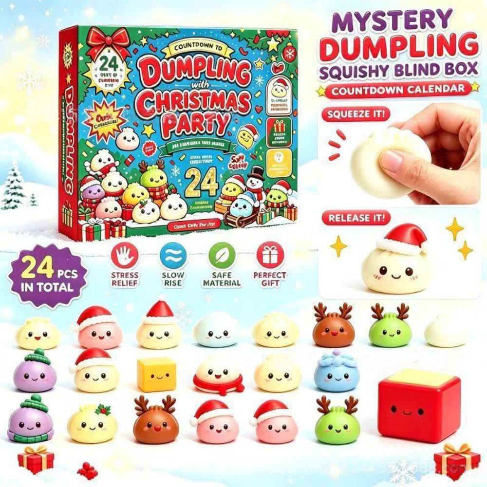24Pcs Countdown Calendar Squishy Pinch Toy Kit Christmas Toy Slow Rising Squeeze Toy Kids