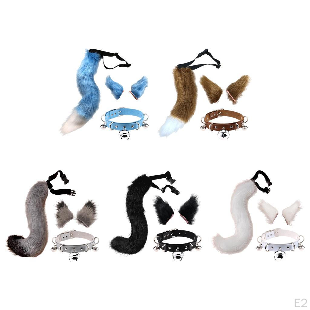 Kostýmní sada s ušima a ocasem, sponka do vlasů, maškarní kostým, cosplay, unisex, pro děti a...