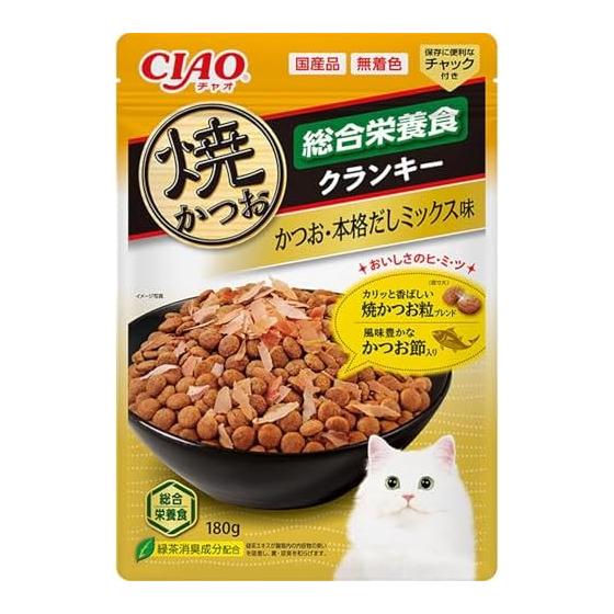 CIAO Grilled Bonito Crunchy, Comprehensive Nutritional Food, Bonito flakes, Bonito/Authentic Dashi Mix Flavor, 180g, Set of 3