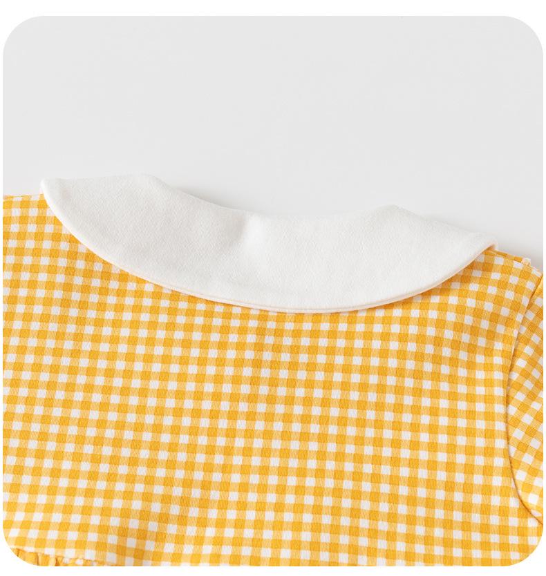 0-6 Years Girls' Long-Sleeve Plaid Cotton Dress - Spring & Autumn Princess Style