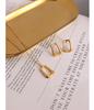 Marka French Geometric Square Necklace & Clavicle Chain Set with 18k Gold Titanium Steel Earrings Studs