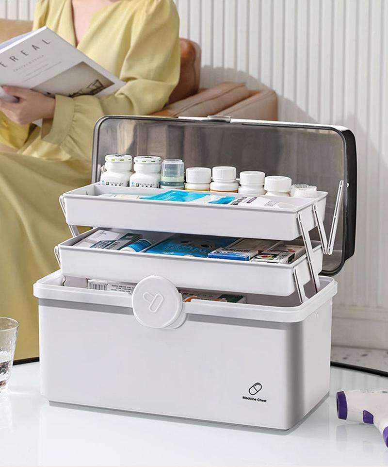 Large Capacity Family Medicine Organizer Storage Pill Box Portable First Aid Kit Family Emergency Pharmacy Container Pill Case