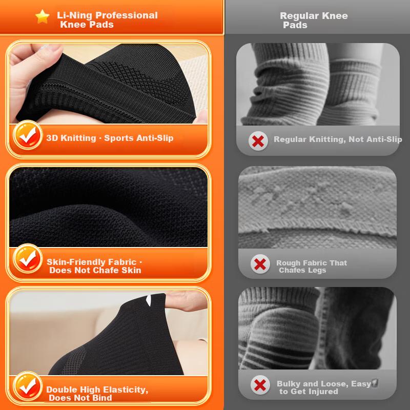 Li-Ning Knee Brace Warmth for Cold Legs Professional Sports Knee Support for Men and Women, Anti-Cover, Badminton Running Arthritis Meniscus Injury