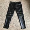Classical Fit Slim Sexy Three Zipper Bright Leather Stretchy Leggings Pants