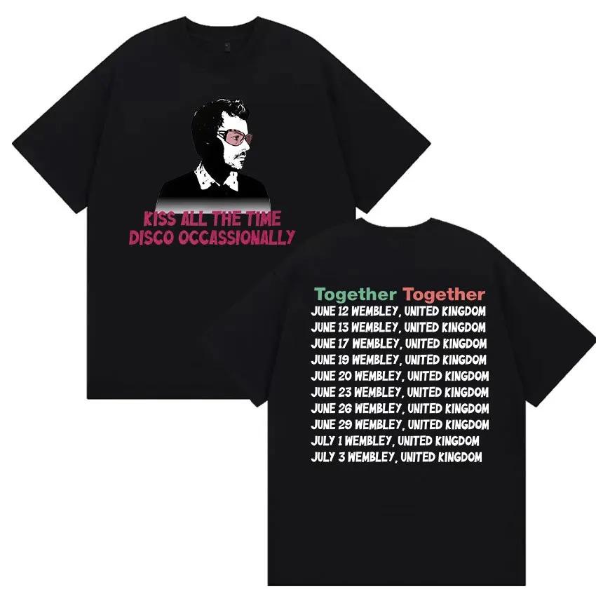Harry Styles Together Tour 2026 T Shirts Kiss All The Time Disco Occasionally Print Cotton T-shirts Unisex Fashion Oversized Tee