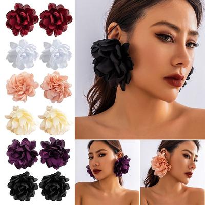 Fabric Exaggerated Earrings Luxury Design Ear Jewelry Gifts Floral Eardrop  Women Girls