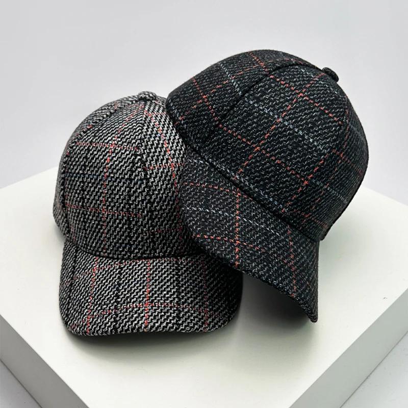 Baseball Purpose All Use Multi Cloth Woolen Warm Women  Men Her Him For Fresh Winter Autumn Fall Caps Cotton Fashion Casual Retro Check British