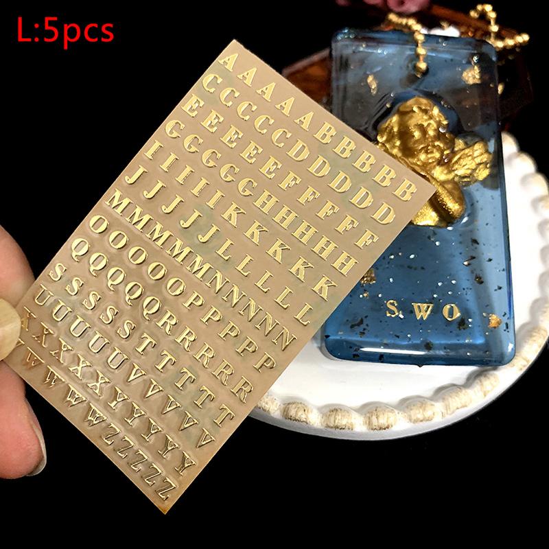 

5 шт. Буквы алфавита блестящие смоляные декоративные наклейки английские буквы цифры 6.8*4.2cm золотой