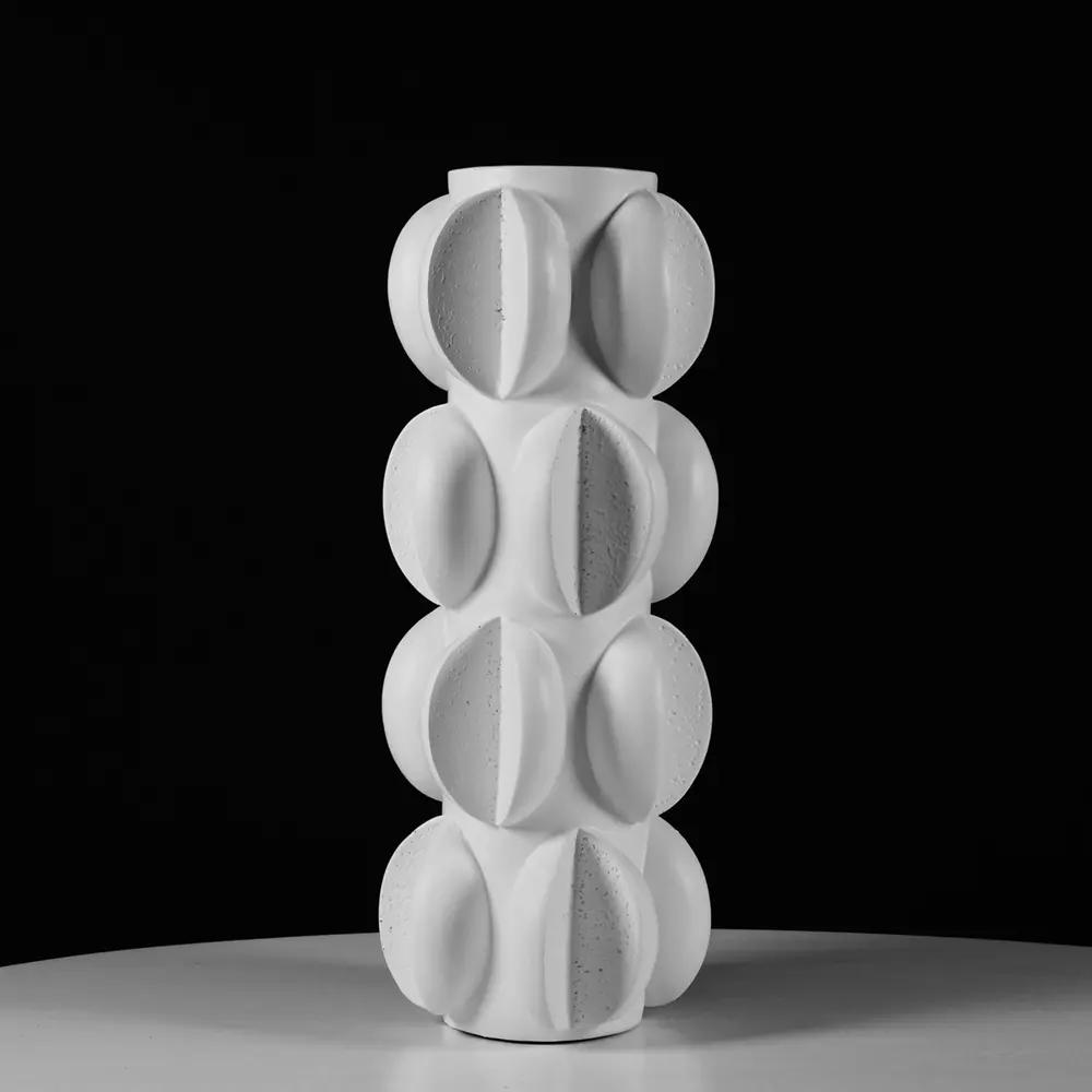 Tall Decorative Vase, White Matte - 37cm