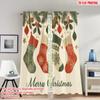 2pcs 2D Flat Printing Merry Christmas Curtains Christmas Socks Stockings Winter Holiday Digital Printed Polyester Drapes