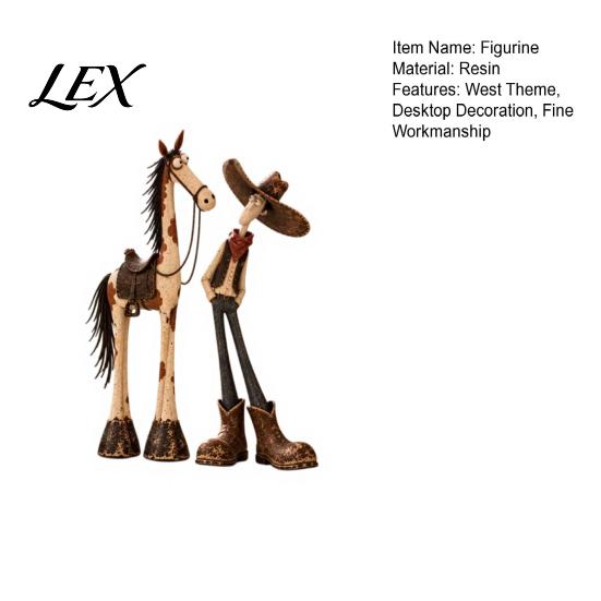 Resin Animal Model 1/2Pcs West Cowboy Horse Figurine, Cartoon Statue, Shaped Figurine Desktop Decoration for Home Office Decorative