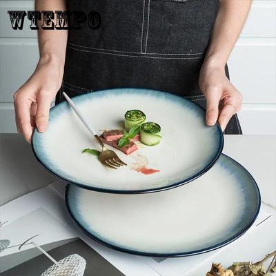 Steak Plate Creative Gradient Ceramic Tableware Western Food Plate Nordic Breakfast Plate Household Vegetable Plate Salad Plate