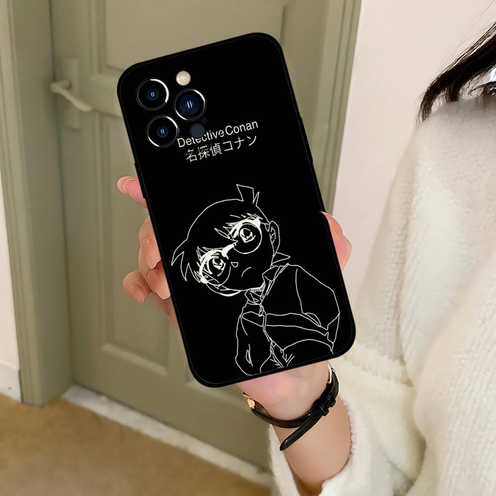 D-Detective C-Conan Phone Case For IPhone 1716 15 14 13 Pro Max 11 12 Mini X Xs XR Black Silicone Cover