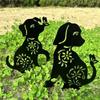 1/2Pcs Dog Stakes Metal Stakes Garden Insert Dog Sculpture Ornaments Metal Dog Shape Statue Silhouettes Dog Garden