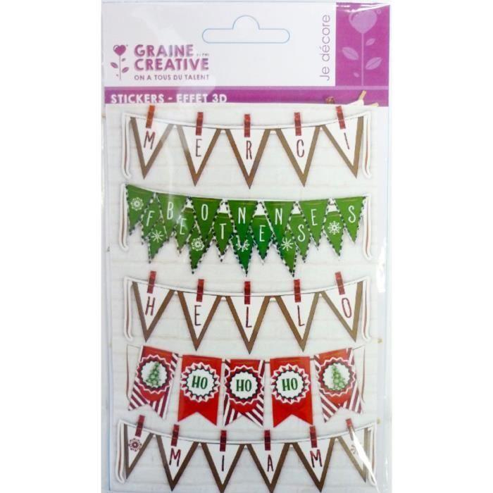 Stickers Guirlande de Noël - Graine créative - 3D - Rouge - Décoration de fête - Enfant