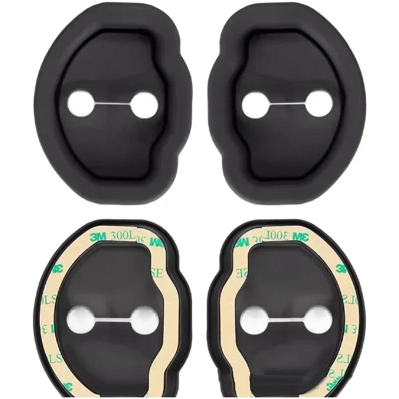 4pcs For Tesla Model 3/Y Car Door Mute Damping Cushion Silicone Door Lock Buckle Car Door Anti-collision Protective Cover