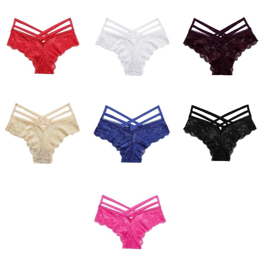 Underwear Women Lace Floral Thong Low-Rise T-back Panties Lace Solid Briefs Daily Wear