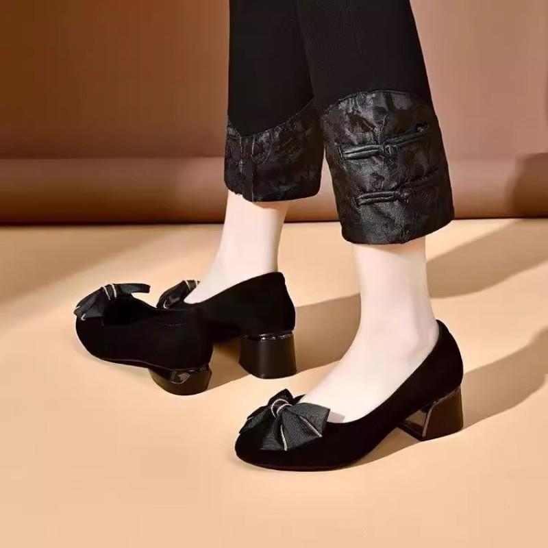 New spring and summer shallow single shoes low heel soft sole women's shoes summer round head fashion versatile matte leather women's shoes
