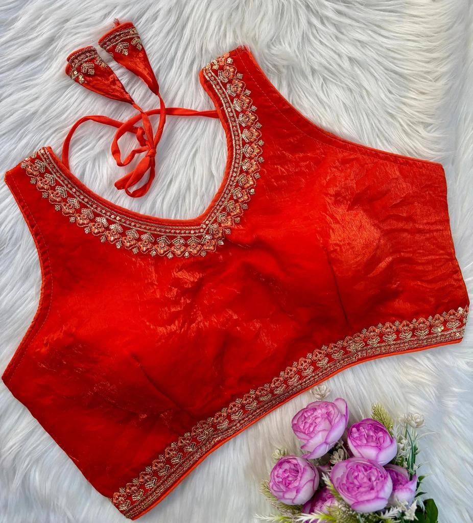 Blusa sin mangas de mezcla de seda para mujer Ropa de fiesta india Diseñador Étnico Choli