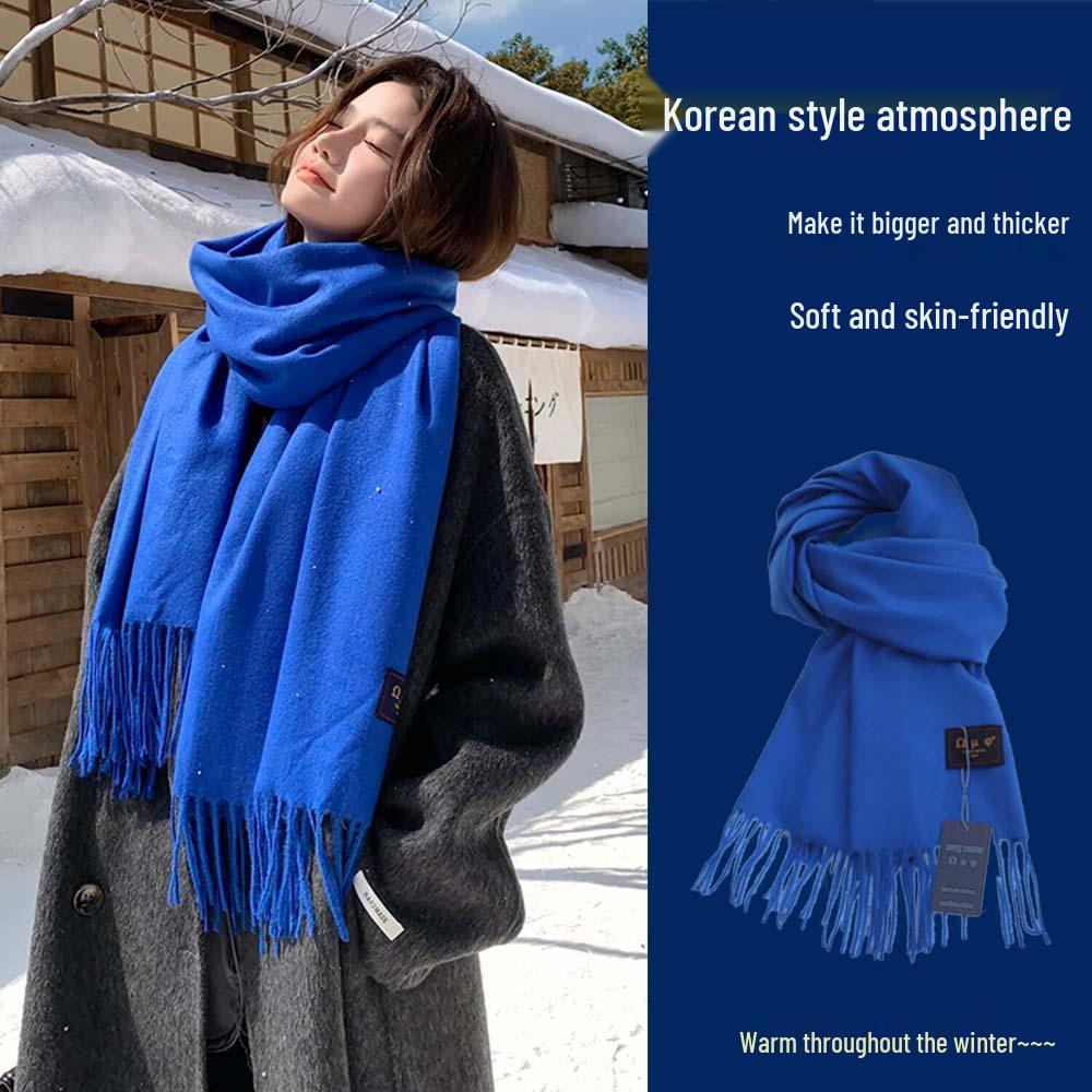 2025 New Korean-Style Women's Christmas Zodiac Red Shawl - Warm Winter Scarf