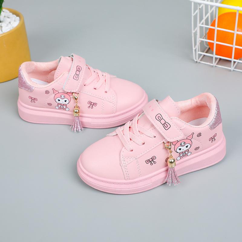 Girls' Soft Sole Waterproof Leather Sneakers - New for Spring/Autumn 2025, Non-Slip Running Shoes