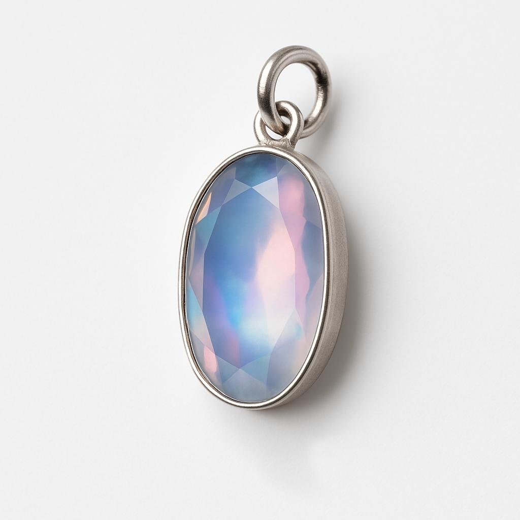 Opal Pendant 925 Sterling Silver 19 ct Aurora Fire Checker Oval October Birthday Birthstone
