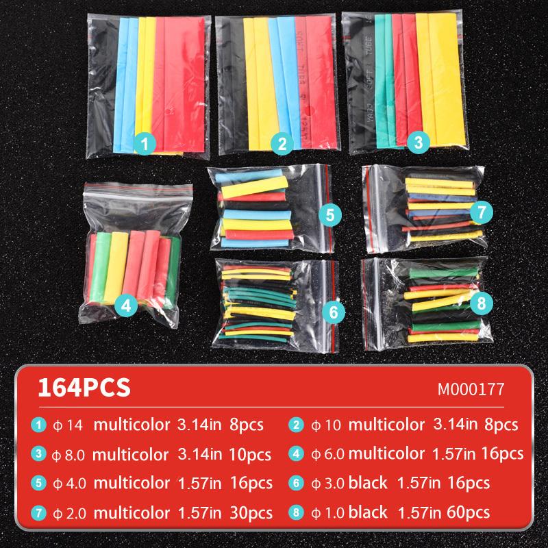 NEW 127pcs Heat Shrink Tube 140/164pcs Assorted Polyolefin Heat Shrink Tubing Tube Wire Cable Insulation Sleeves Wrap Wire Set