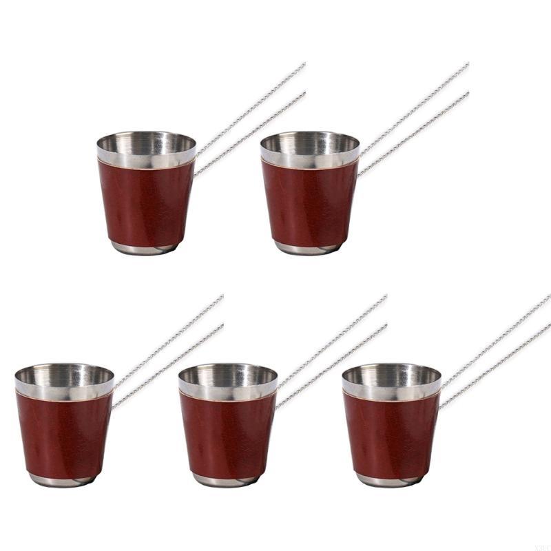 

Pack of 5 Portable Chain Link Shot Glasses 30ml Capacity Wine Cup for Gatherings X3UC бордовий