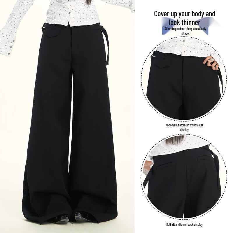 Beautiful Wardrobe Women's High-Waist Wide-Leg Draped Commuter Trousers