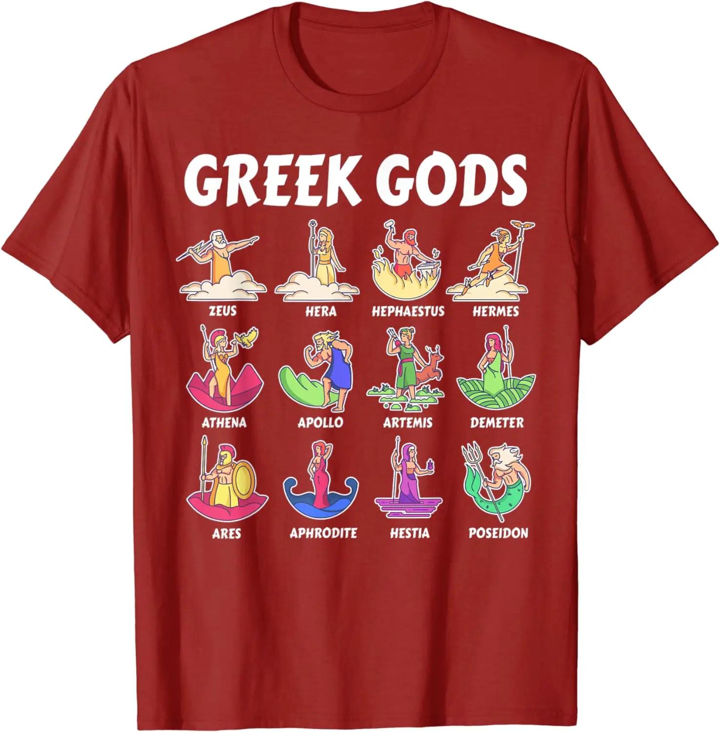 Ancient Greek Mythology Gods Icon Print Art TShirt 100 Cotton ONeck Summer Short Sleeve Casual Mens Tshirt Size S3XL S
