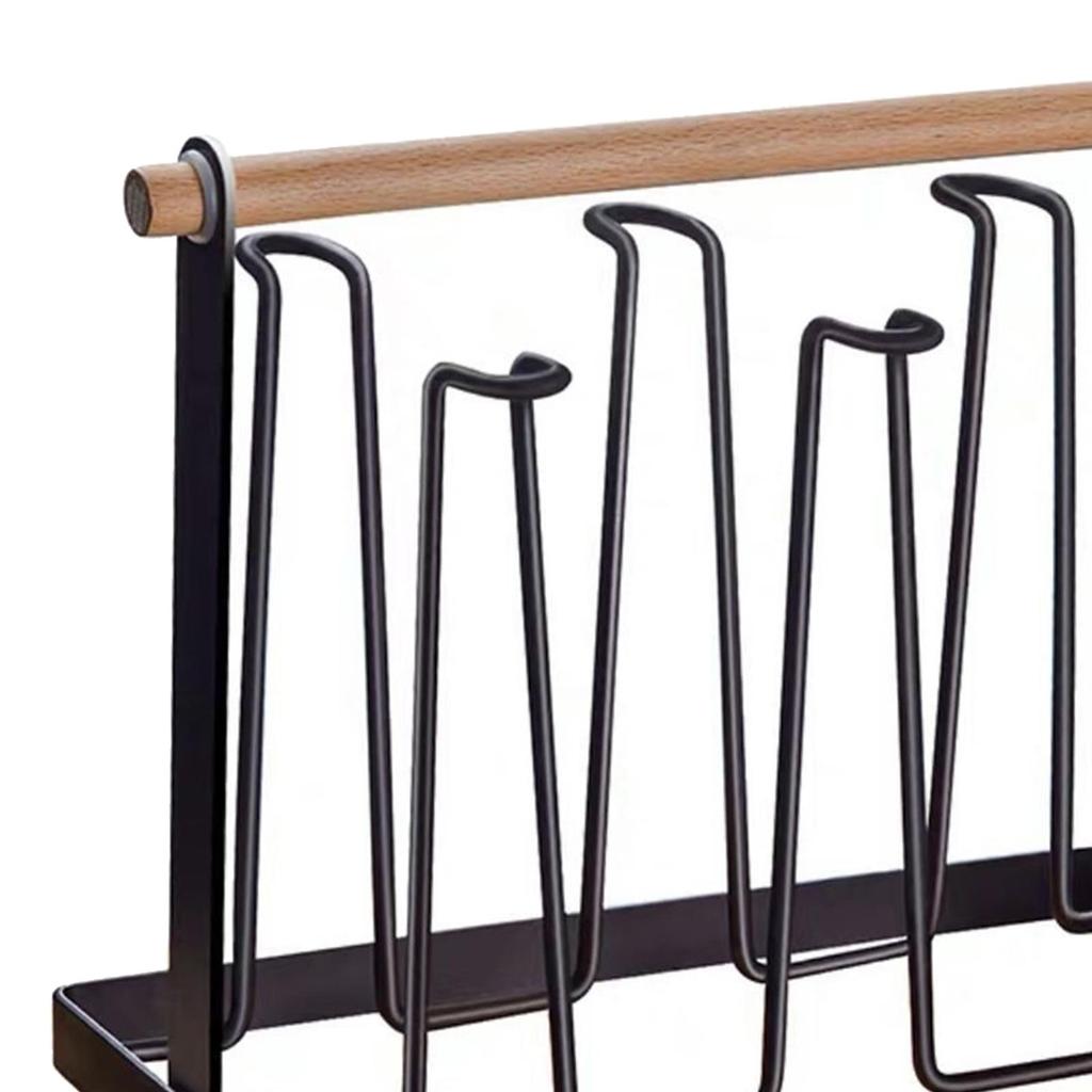 Bottle Rack Glass Cup Holder Stand Tree Drainer with Metal And Wood Construction Quick