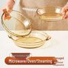 Microwave & Oven-Safe Luxury Glass Plate for Baking, Steaming, and Serving.