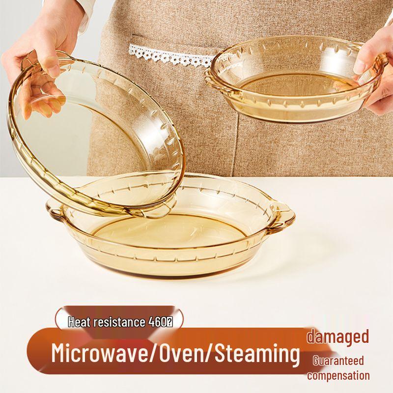 Microwave & Oven-Safe Luxury Glass Plate for Baking, Steaming, and Serving.