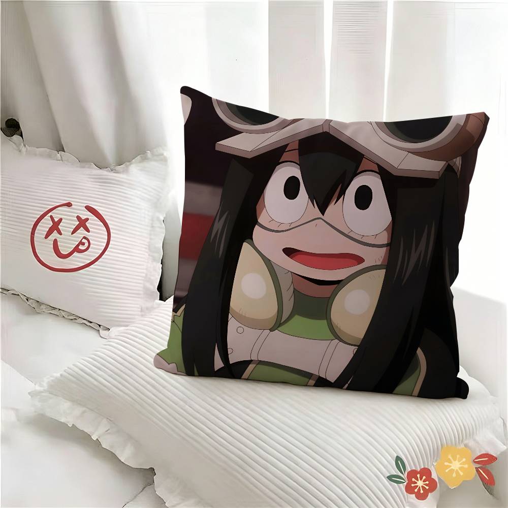 pc Cartoon Tsuyu Asui Cute Anime Pillow Case Fashion Square Pillowcase Bedroom Sofa Room Ins Decoration Leisure