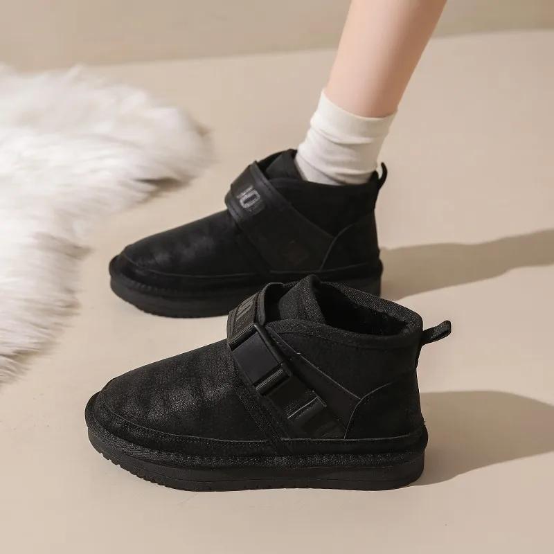 

Новые классические утолщенные женские зимние ботинки из пуха, удобные теплые ботильоны, зимняя обувь, массивные ботинки Mujer 35 чёрный