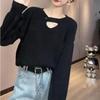 Autumn and winter new sweater women's lazy style retro hollow knitted sweater with gentle bottoming shirt top