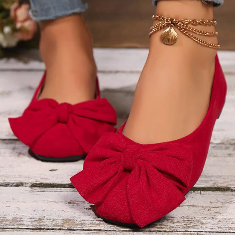 Fashion Lightweight Plus Size 36-43 Flats Shoes Women Faux Suede Non Slip Shoes Woman 2025 Solid Color Bowknot Casual Shoes Ladies