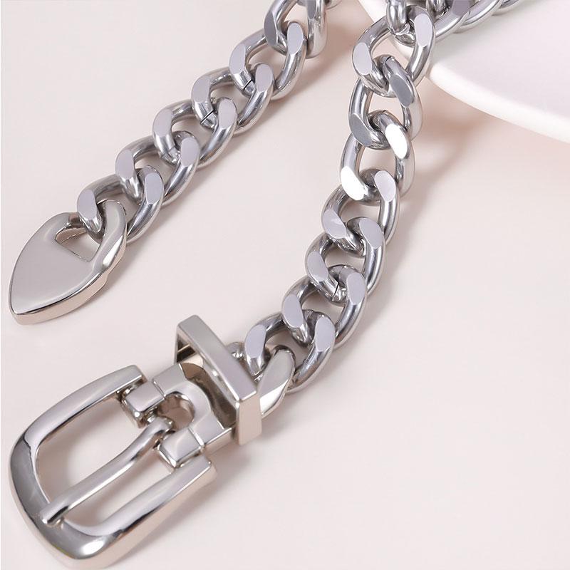 Kvinner Kjede Belte Mote Kvinne Dame Sølv Gull Lang Pin Spenne Metall Belter Jeans Midje Kjeder for Kjole Ketting Riem