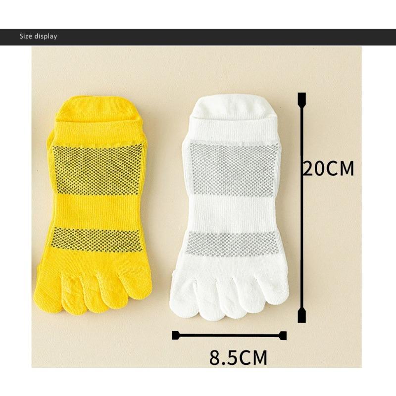 Yoga Pilates Five Finger Socks Ankle Men Non Slip Mesh Solid Simple Athletic Sport Boat Toe Socks