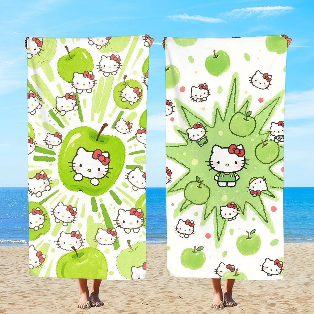 Towel Apple Green K-KittyS-ES Textile H-HelloS-ES Bathrobe Beach Quick-Drying Lightweight Portable Camping Swim SRO Pool Travel
