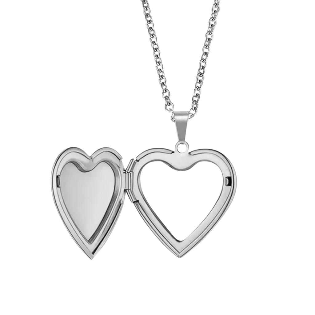 Personalized Customizable Heart-Shaped Pendant Necklace With Photo Insert, Engravable Outer Surface, 60CM Chain