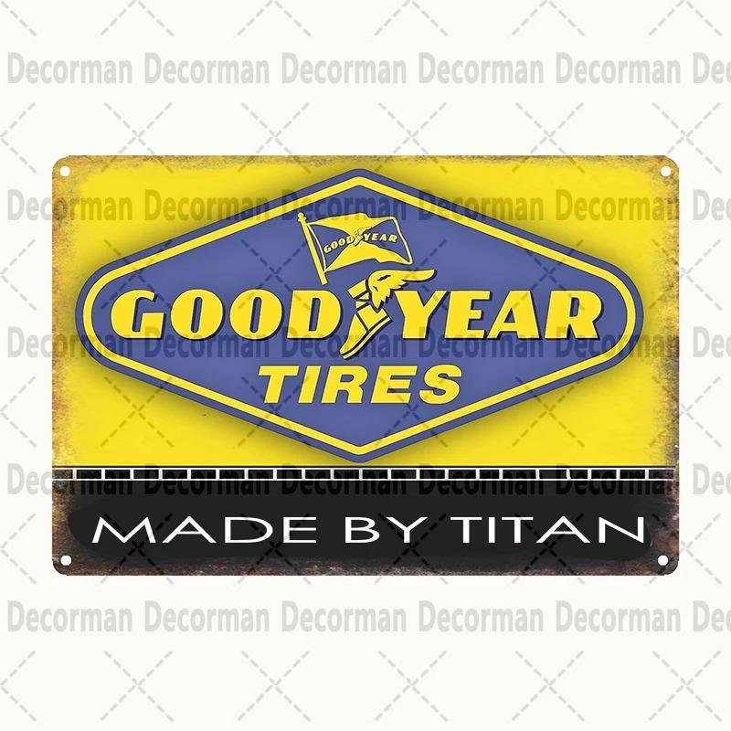 Retro Goodyear Tire Motor Oil Tin Sign  Vintage Iron Painting Wall Decor for Home Pub Bar  X CM Gift Art Poster