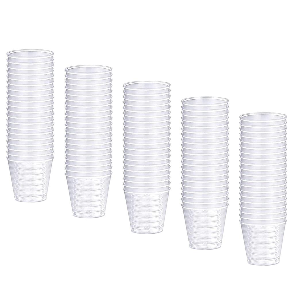 Set of 100 Stackable Plastic Shot Glasses 30ml Reusable Cups for Banquets 30ml Disposables Shot Glasses for Dessert