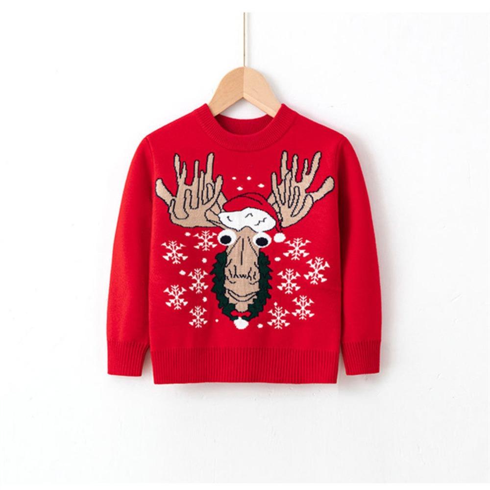 New Children's Christmas Sweater Collection: Girls' and Boys' Autumn/Winter Cartoon Pullover Knitwear