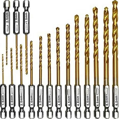 Drill Bit Hexagonal Set High Speed Steel Titanium Plating