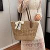 Yogodlns Summer Straw Woven Large Capacity Seaside Tote Bag Women's Basket New Beach Bag Shoulder Underarm Handbag