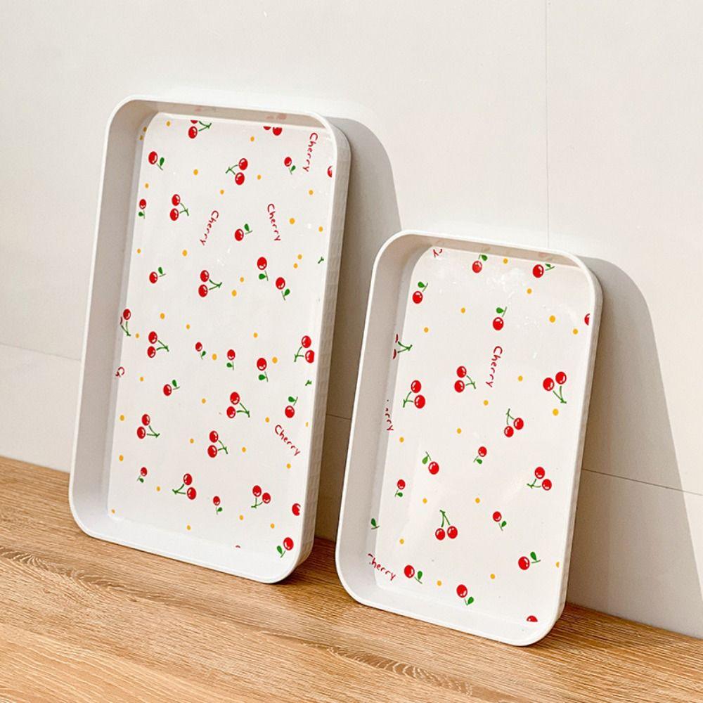 Cherry Pattern Plastic Dessert Tray Stackable Serving Tray Eco-friendly Fruit Tray  Food Serving