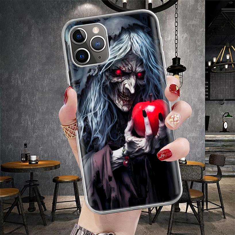 Halloween Moon Witch Horror Soft Phone Case For IPhone 11 17 Air 16E 16 Pro Max 15 + 14 Plus 13 Mini 12 Apple 7 SE 8 Fundas Coqu
