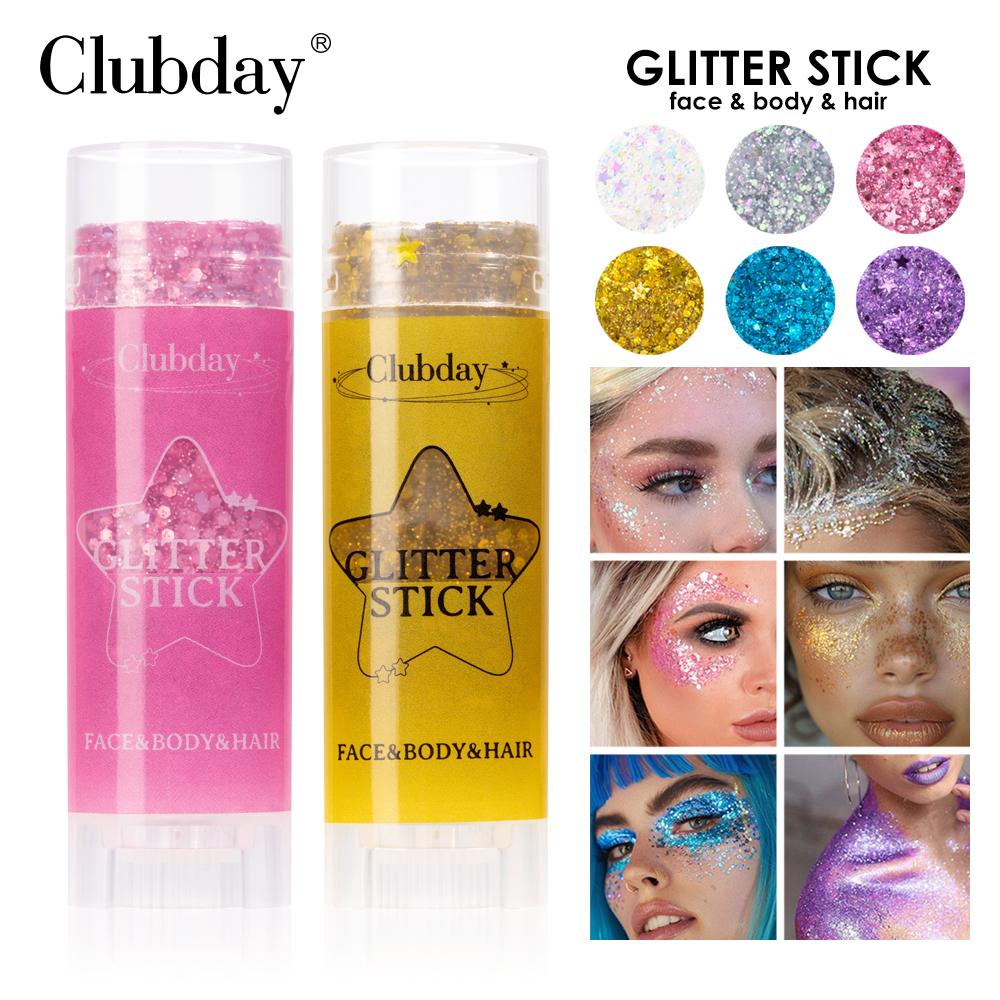 Clubday 6-Color Stage Makeup Eyeshadow Glitter Stick, Long-lasting And Exquisite Shine, Suitable For Face, Body, And Hair.