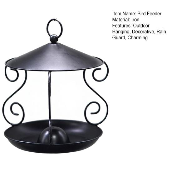 Metal Bird Feeder with Weather Guard Outdoor Decorative Hanging Bird Feeder Tray for Yard Home Courtyard Balcony Windowsill Garden Decoration